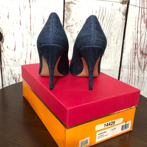 KATE SPADE NEW YORK LICORICE Blue Jeans Stilleto pumps 6.5 new in box - Picture 3 of 17